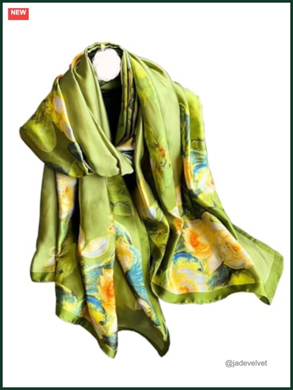 Floral Lightweight Shawl Scarf for Women, Large Silk Feel Wrap for Evening